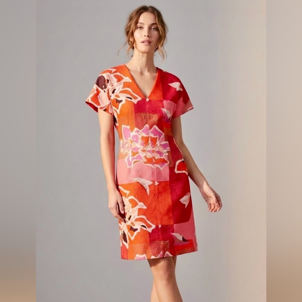 ✨ Natori Abstract Floral Print Dress – Size 14 – Excellent Pre-Owned Condition ✨